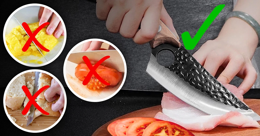 Huusk knife cutting the right way