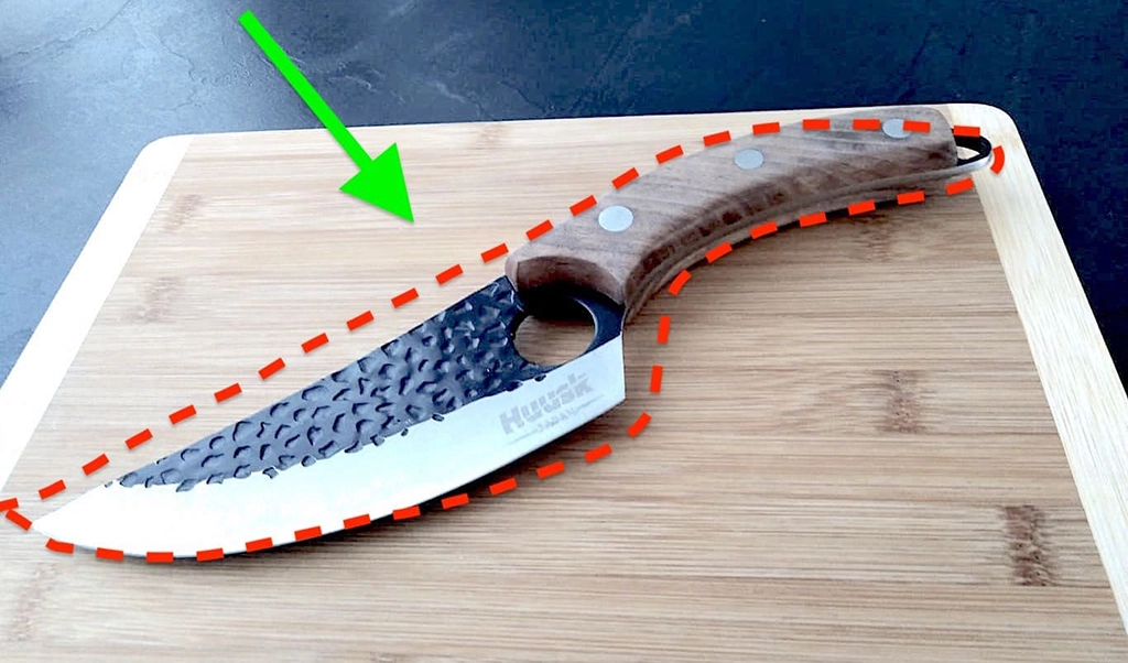 close up of husk knife on cutting board